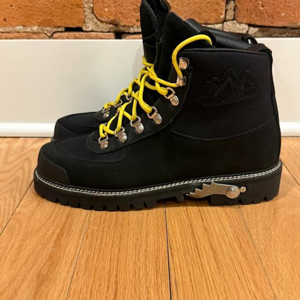 Off-White Suede Colorblock Pattern Combat Boots (Women's Size 10.5/ EU41)